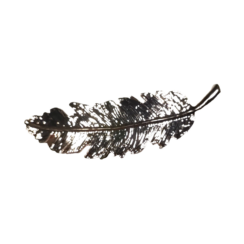 Hair Barrette Tension Clip Gold Tone Leaf Party Happy spring